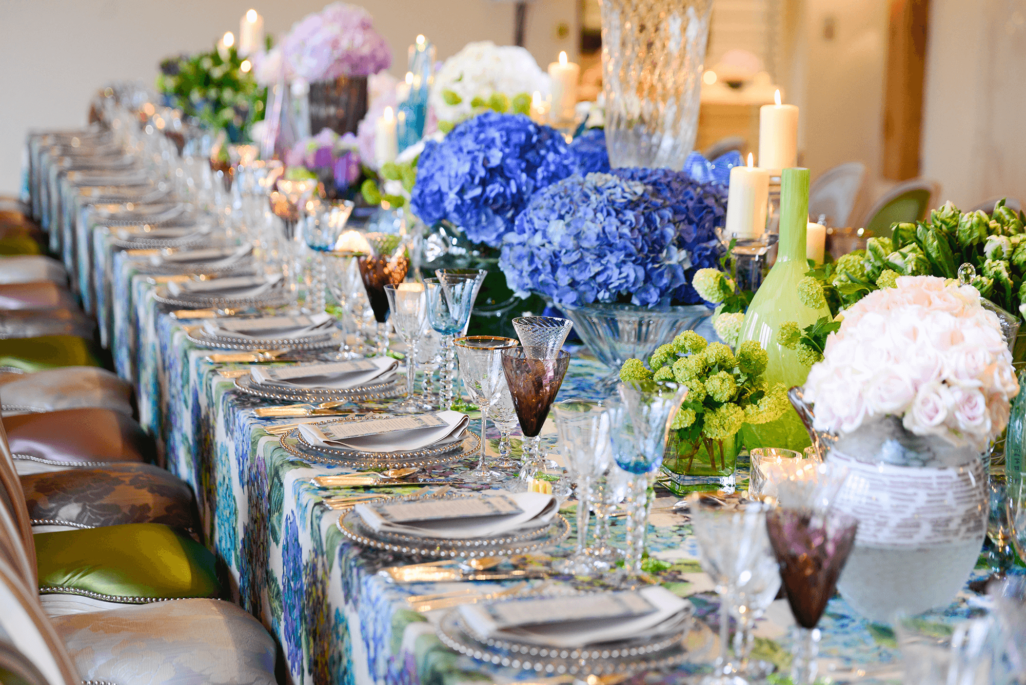 catering dining table and bouquets, event